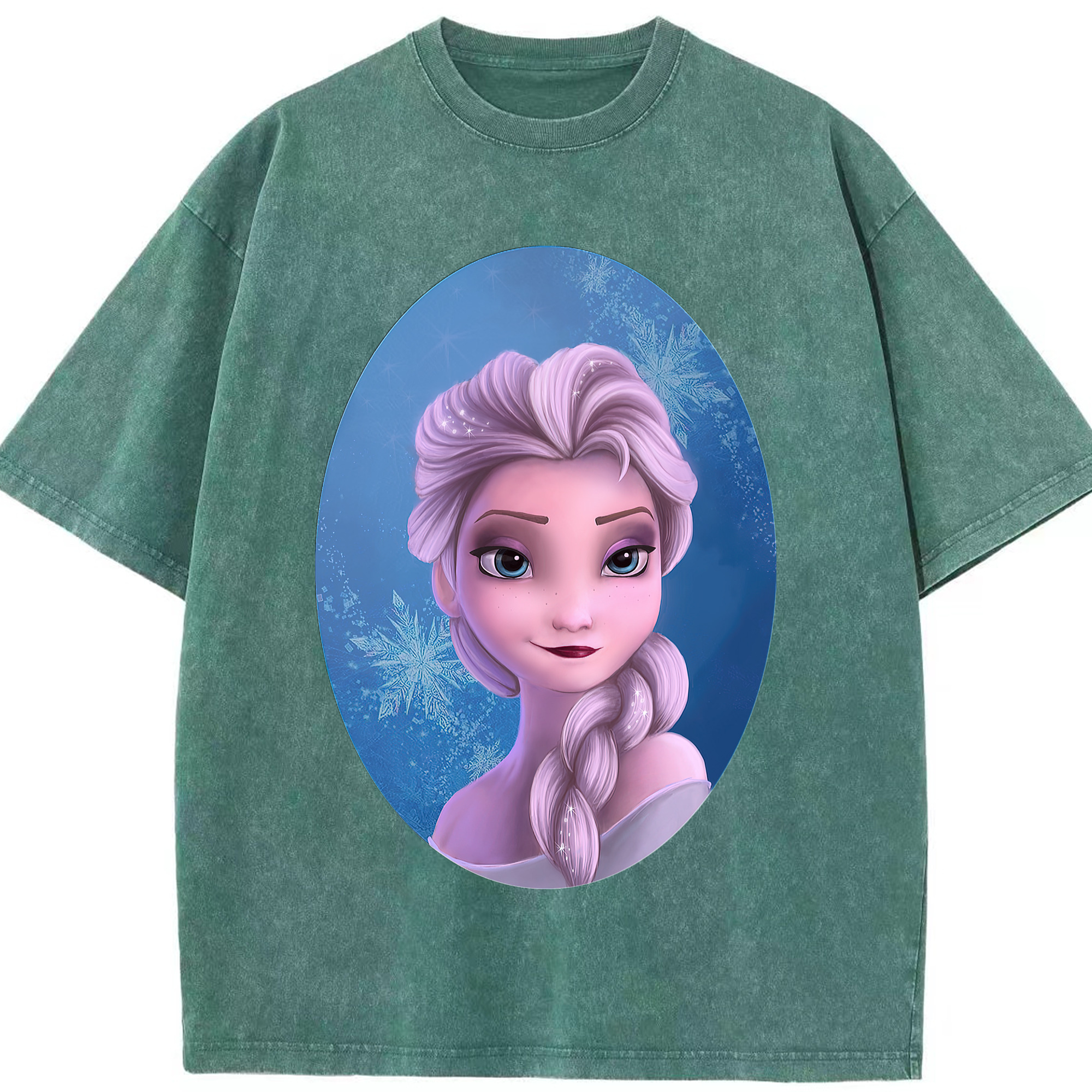 （画像用） アナと雪の女王 アンナ エルサ Frozen Anna Elsa 綿100% ヴィンテージ風 半袖Tシャツ（フロントプリント）